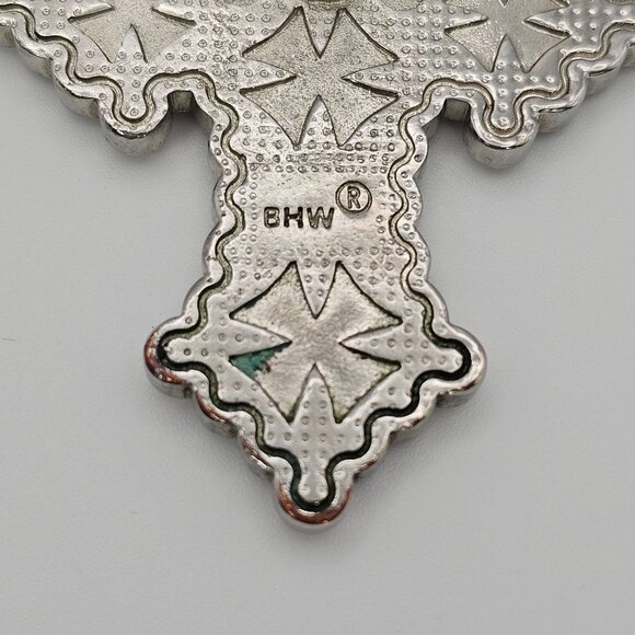 Cross Pendant Rhinestone Western Orange Leather Silver Tone 2.75" Faith Cowgirl - Picture 4 of 14